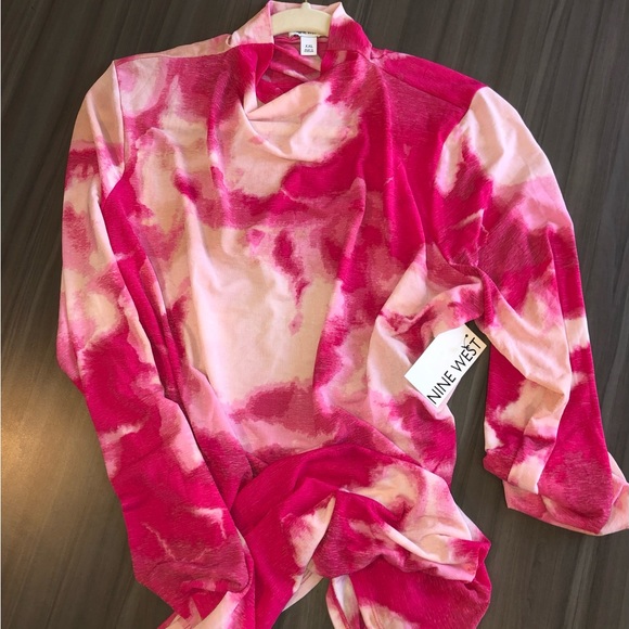Nine West Long sleeve mock neck top blouse size XXL  pink cloud wash color NWT - Picture 5 of 7